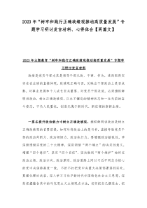 2023年“树牢和践行正确政绩观推动高质量发展”专题学习研讨发言材料、心得体会【两篇文】