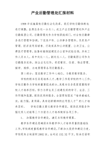 产业后勤管理处汇报材料