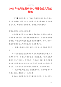 2023年教师远程研修心得体会范文简短精编