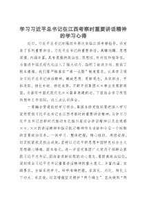 学习习近平总书记在江西考察时重要讲话精神的学习心得