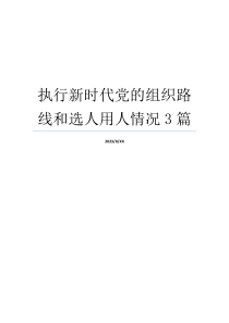 执行新时代党的组织路线和选人用人情况3篇