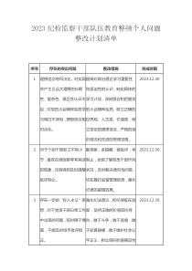 2023纪检监察干部队伍教育整顿个人问题整改计划清单