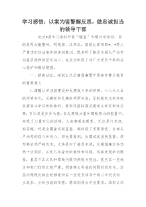 学习感悟：以案为鉴警醒反思，做忠诚担当的领导干部