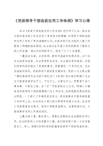 《党政领导干部选拔任用工作条例》学习心得