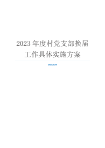 2023年度村党支部换届工作具体实施方案