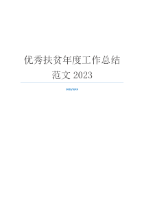 优秀扶贫年度工作总结范文2023