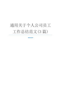 通用关于个人公司员工工作总结范文(3篇)