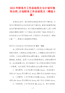 2023年财务月工作总结范文与计划可视性分析_计划财务工作总结范文（精选5篇）