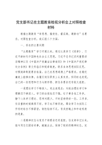 党支部书记在主题教育检视分析会上对照检查材料