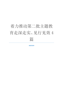 着力推动第二批主题教育走深走实、见行见效4篇