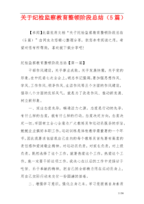 关于纪检监察教育整顿阶段总结（5篇）