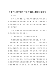 县委书记在全县乡村振兴专题工作会上的讲话