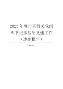 2023年度市直机关党组织书记抓基层党建工作（述职报告）