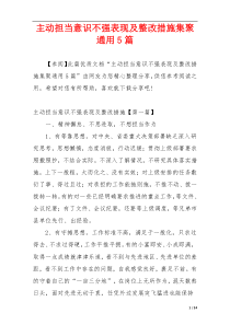 主动担当意识不强表现及整改措施集聚通用5篇