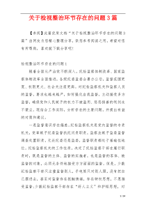 关于检视整治环节存在的问题3篇