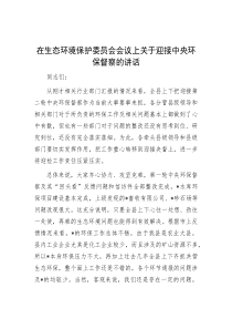 在生态环境保护委员会会议上关于迎接中央环保督察的讲话