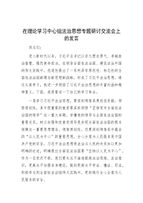 在理论学习中心组法治思想专题研讨交流会上的发言