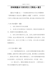 控制测量实习报告范文【精选4篇】