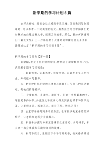 新学期的学习计划5篇