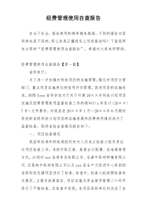 经费管理使用自查报告