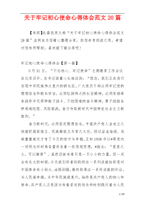 关于牢记初心使命心得体会范文20篇