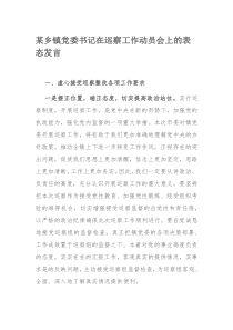 某乡镇党委书记在巡察工作动员会上的表态发言