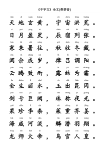 《千字文》全文(带拼音)