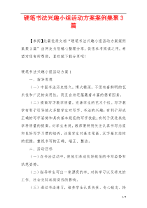 硬笔书法兴趣小组活动方案案例集聚3篇