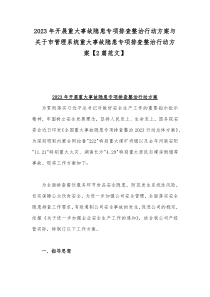 2023年开展重大事故隐患专项排查整治行动方案与关于市管理系统重大事故隐患专项排查整治行动方案【