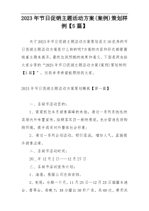 2023年节日促销主题活动方案(案例)策划样例【5篇】