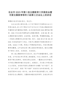 在全市2023年第二批主题教育工作推进会暨市委主题教育领导小组第三次会议上的讲话