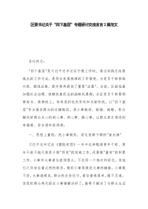 区委书记关于“四下基层”专题研讨交流发言2篇范文