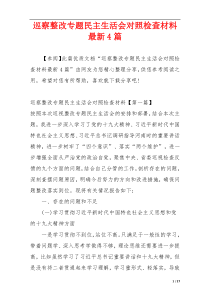 巡察整改专题民主生活会对照检查材料最新4篇