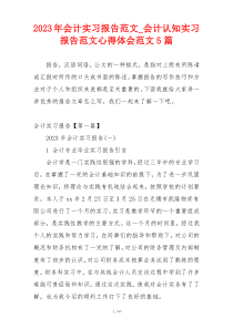 2023年会计实习报告范文_会计认知实习报告范文心得体会范文5篇