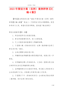 2023年策划方案（实例）案例样例【汇编4篇】