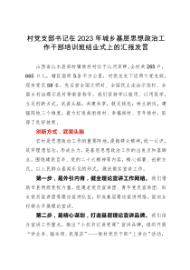 村党支部书记在2023年城乡基层思想政治工作干部培训班结业式上的汇报发言