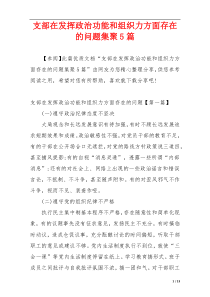 支部在发挥政治功能和组织力方面存在的问题集聚5篇