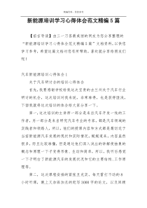 新能源培训学习心得体会范文精编5篇