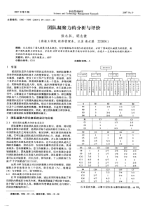 团队凝聚力的分析与评价