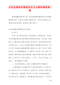 纪检监察教育整顿表态发言稿样稿集聚5篇