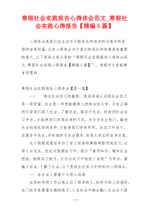 寒假社会实践报告心得体会范文_寒假社会实践心得报告【精编5篇】