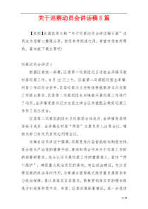 关于巡察动员会讲话稿5篇