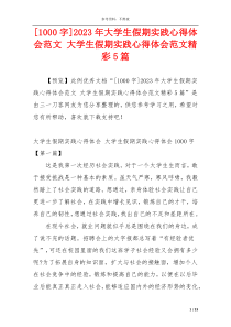 [1000字]2023年大学生假期实践心得体会范文 大学生假期实践心得体会范文精彩5篇