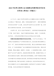 2023年世界互联网大会乌镇峰会构建网络空间命运共同体心得体会（两篇文）