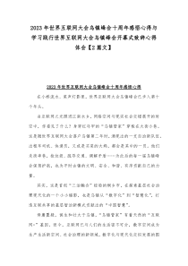 2023年世界互联网大会乌镇峰会十周年感悟心得与学习践行世界互联网大会乌镇峰会开幕式致辞心得体会