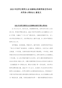 2023年世界互联网大会乌镇峰会构建网络空间命运共同体心得体会2篇范文