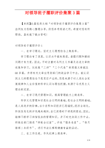 对领导班子履职评价集聚3篇