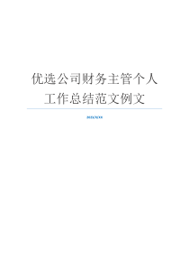 优选公司财务主管个人工作总结范文例文