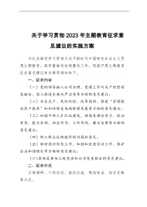 关于学习贯彻2023年主题教育征求意见建议的实施方案