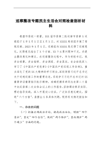 巡察整改专题民主生活会党组书记对照检查剖析材料